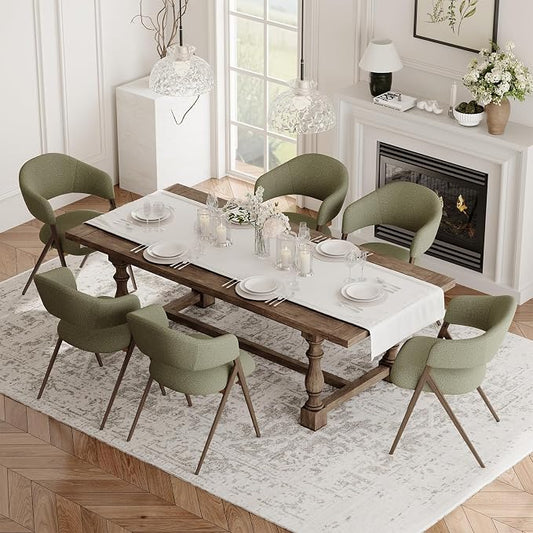 COLAMY Dining Chairs Set of 6, Mid Century Modern Dining Room Kitchen Dinner Chairs with Iron Legs, Open Back and Padded Seat, for Living Room/Bedroom/Restaurant/Cafe, Green