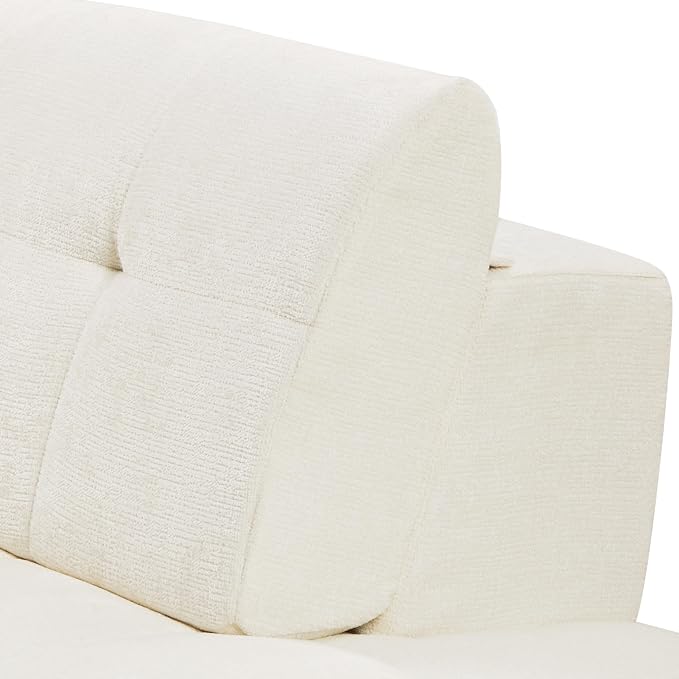 119'' Sectional Sofa, Curved L-Style Right-Hand Facing Couch with Fully Upholstered Arms, Tufted Design, Modern Minimalist Look, Beige