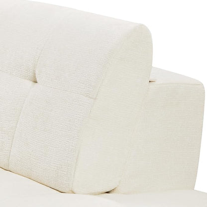 119'' Sectional Sofa, Curved L-Style Right-Hand Facing Couch with Fully Upholstered Arms, Tufted Design, Modern Minimalist Look, Beige