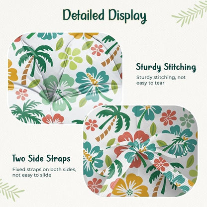 Double Egg Chair Cushion Replacement Waterproof for Outdoor Patio Hanging Basket Egg Couch, 59x43-Inch Thickened Cotton Large Double Eggs Swing Chair Cushions, Green Coconut Tree1#