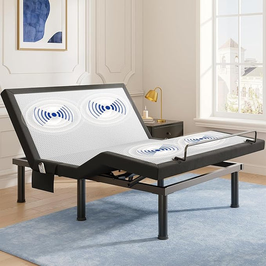 Tami Tami T600 Adjustable Bed Frame Full Size with Remote & Massage - Electric Beds Bases, Zero Gravity, Dual Side USB, Side Pockets, Nightlight, Quiet Motor, Wireless Remote, 5 Min Easy Assembly