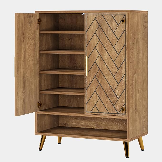 Tribesigns 6-Tier Shoe Cabinet with Doors (Light Brown)