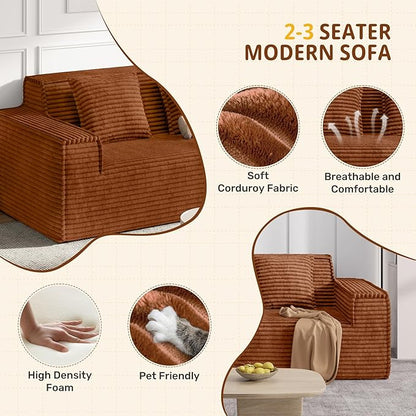 Luxanimarion 75'' Modern Loveseat Sofa, No Assembly Required Comfy Deep Seat Couches 1 pcs for Living Room, Bedroom, Apartment(Brown)
