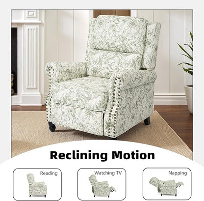 Recliner Chair, Modern Pushback Armchair with Adjustable Backrest & Footrest for Bedroom, Living Room (Rococo Green,Set of 2)