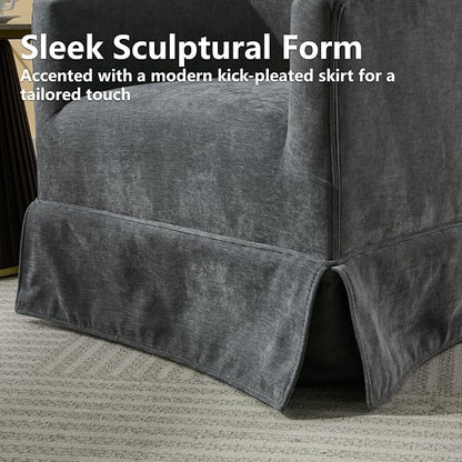 Swivel Accent Chair for Living Room, 360° Upholstered Barrel Swivel Chairs with Skirted Base, Modern Linen Armchairs for Bedroom, Reading Nook, Small Space, Grey