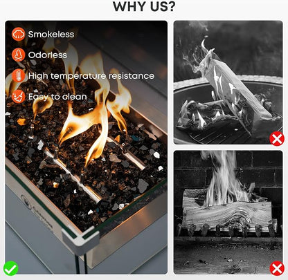 Stanbroil 10-Pound Fire Glass - 1/2 inch Reflective Tempered Fire Glass for Fireplace Fire Pit, Onyx Black Reflective