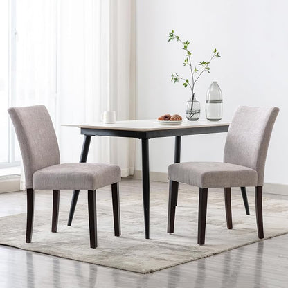 Watson & Whitely Modern Upholstered Dining Chairs, Set of 2, Fabric in Grey | Solid Wood Legs, Padded Seat, Low Back, Modern Armless Parsons Chair for Kitchen, Dining Room, Restaurant
