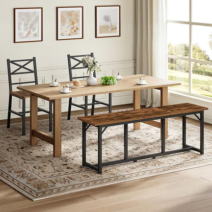 MAHANCRIS Dining Bench, Dining Table Bench, Industrial Kitchen Bench | 47.2 Inch Rustic Entryway Bench, Easy to Assemble, Steel Frame, for Kitchen, Living Room, Bedroom, Hallway, Rustic Brown