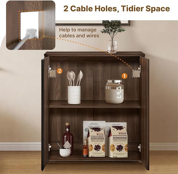 KISLOT 63" Sideboard Buffet Cabinet with Storage Modular Accent Display Kitchen Storage Cabinet Wood Coffee Bar Console for Living Room, Hallway, Kitchen, Dining Room,Walnut