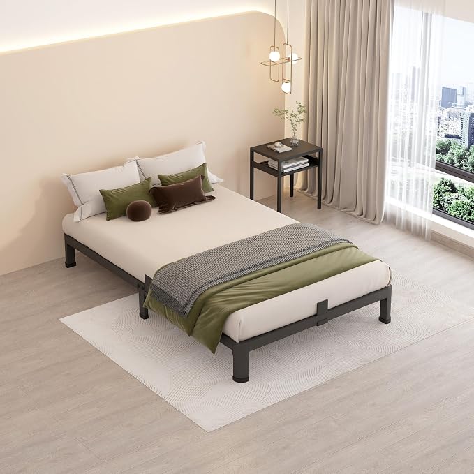 MAF 4 Inch Twin Metal Platform Bed Frame with Round Corner Legs, 3000 LBS Heavy Duty Steel Slats Support, Noise Free, No Box Spring Needed, Easy Assembly