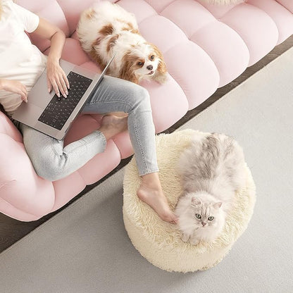 Hansleep Whole Foam Pouf Ottoman, Durable Sturdy Stool with Washable Cover Beige