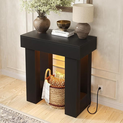 Unikito 32" Entryway Table with Socket and Sensor Light, Narrow Console Table with Storage Behind Couch, Farmhouse Entryway Table for Hallway, Behind the Couch, Living Room