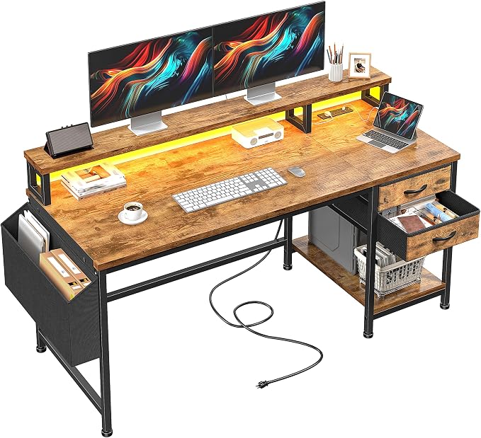 DurayLoly 48" Small Gaming Desk with Remote Control RGB Light for Teen Gamer,10m Full-Color Strip with Wireless Remote,20 Dynamic & 20 Lighting Modes, Effortless Control to Level Up Your Gaming Vibe