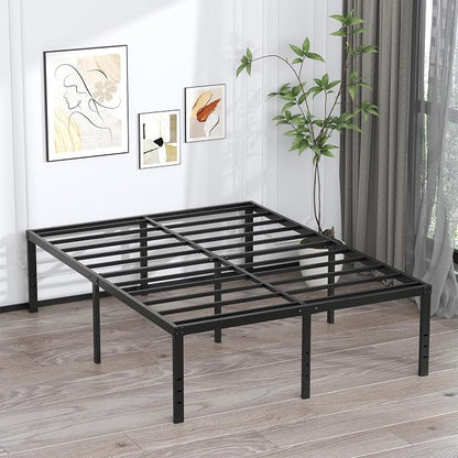 EMODA 20 Inch King Bed Frame No Box Spring Needed, Heavy Duty Tall Metal Platform with Large Storage Space, Noise Free, Easy Assembly, Black