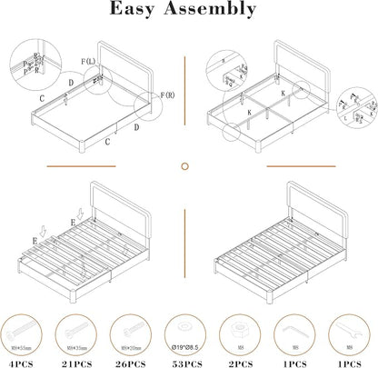 Full Size Bed Frame with Headboard, Luxury Velvet Fabric Upholstered Bed frame with Button Tufted Design, Strong Wooden Slats Support - Low & Sturdy, Noise-Free, No Box Spring, Easy Assembly, Beige | Plush velvet