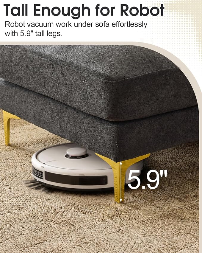 Karl home 99.6" 3-Seat U-Shaped Sectional Sofa, Gray | Chenille Upholstered, 2 Movable Ottomans, Cloud-Like Seat, 2 Throw Pillows, Comfy Deep Seat, Living Room, Apartment, Office