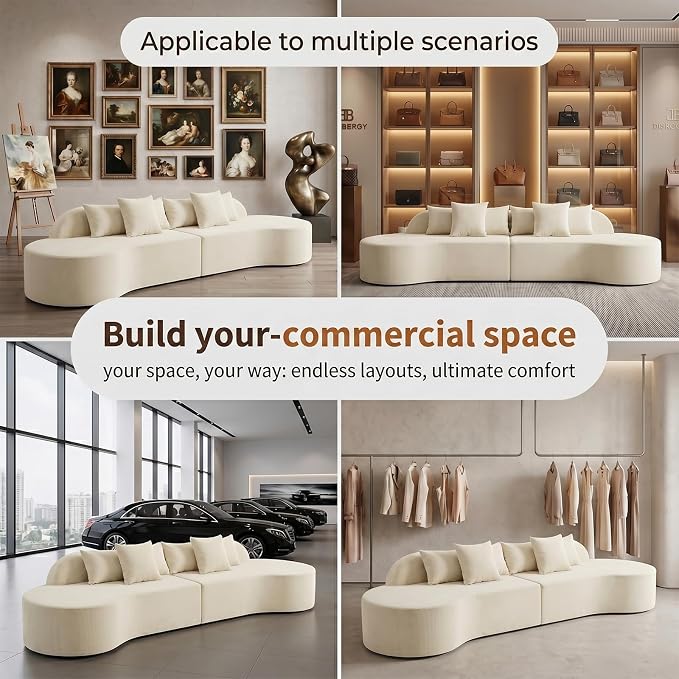 Oversized Modern Curved Cloud Couch Sectional, Boneless Compression Sofa, Modular Sectional Couches, High Density Foam Deep seat Couch with Pillows, Corduroy Sofa for Living Room Office