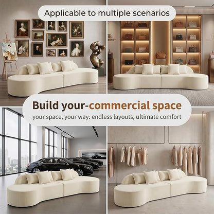 Oversized Modern Curved Cloud Couch Sectional, Boneless Compression Sofa, Modular Sectional Couches, High Density Foam Deep seat Couch with Pillows, Corduroy Sofa for Living Room Office