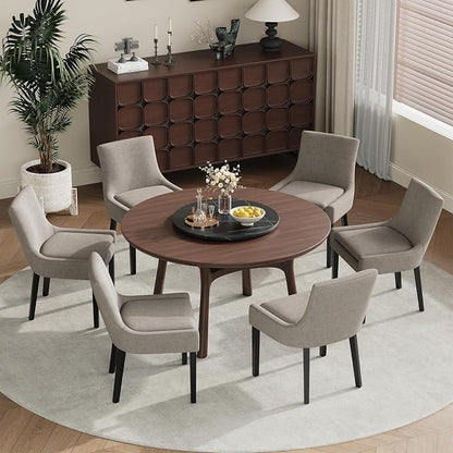 COLAMY Upholstered Dining Chairs Set of 2 with Mid Back and Wood Legs, Modern Accent Side Chairs for Living Room/Dining Room-Camel
