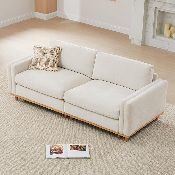 CHITA 83” Super Large Luxury Sectional Modular Sofa, Down Filled, Loveseat, Linen