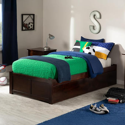 AFI, Concord Twin Platform Bed with Footboard & Storage Drawers, Walnut