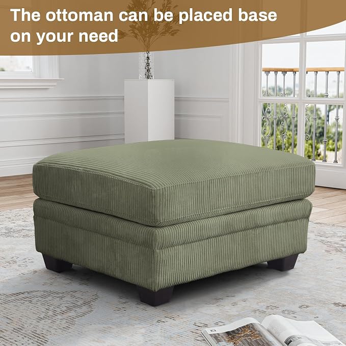 Legend Vansen Oversized Modular Sectional Sofa,6 Seat U Shaped Couch with Ottoman,Corduroy Sofa with Deep Seat,Convertible Large Sectional Couches for Living Room(Olive, U-6)