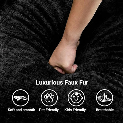 Claiks 123" Modular Boneless Couch, U Shaped Couch for Living Room, Modern Deep Seat Sofa 3 Seater Chenille Fabric Comfy Cloud Couches with Movable Ottoman, Black