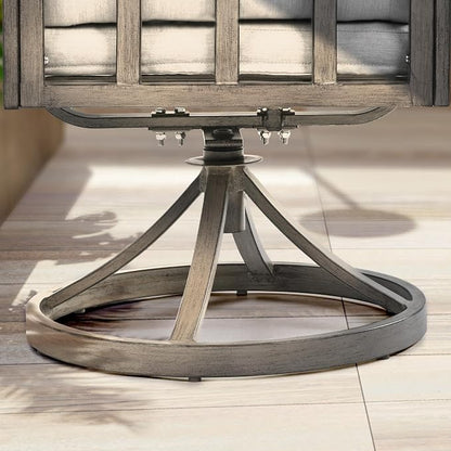 HAPPATIO Patio Dining Set, Aluminum Round Outdoor Dining Set for 8, 61" Round Table with Umbrella Hole and 8 Swivel Chairs, Outdoor Table and Chairs with Removable Cushion for Lawn Yard Patio