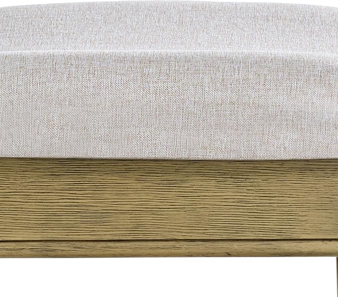 ROME + OAK Set of 4 Parker 26 Inch Counter Stool, Backless Saddle Kitchen Barstool in Natural Finish with Cream Fabric Upholstery Cushion Seat