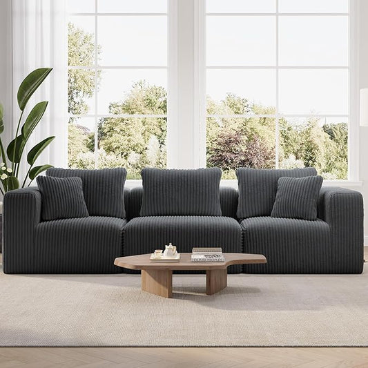 Novilla 106" Modular Sectional Sofa, Modern Cloud Sectional Couch with Smarts Coil® Support, Upholstered Boneless Couch for Living Room Apartments Bedroom, No Assembly Required, Dark Gray (3 Seat)
