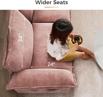 KKL 89 Inch Modular Sectional Sofa, 2 Seater Loveseat Cloud Couch with Deep Seat, Chenille Sectional Couches for Living Room, Apartment, Pink