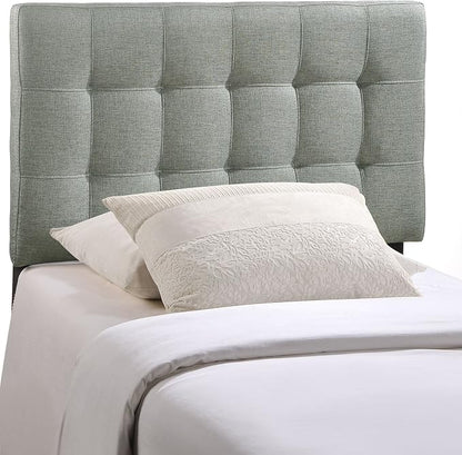 Modway Lily Tufted Linen Fabric Upholstered Twin Headboard in Gray