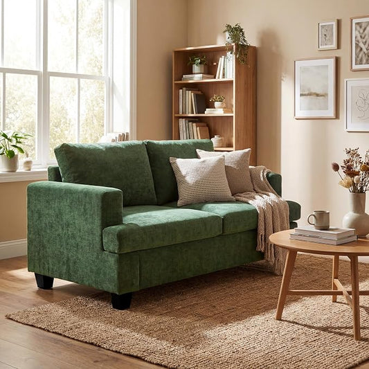 YOUDENOVA Sofa, 63” Comfy Loveseat Sofa with Deep Seats, Couch for Living Room, Modern Sleeper Couch, Green Chenille