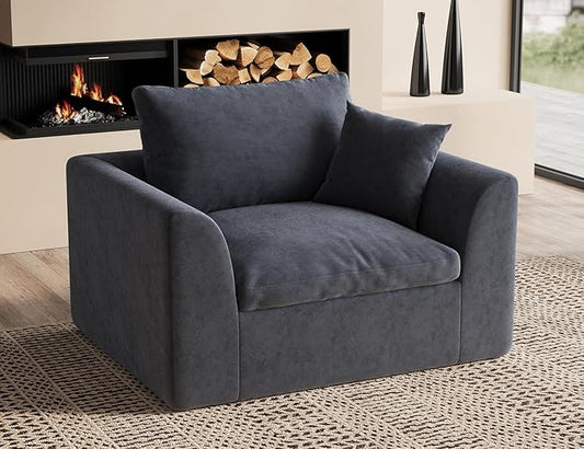 ohllob 48.6" Single Sofa, Small Boneless Couches for Living Room, Cloud Couch for Bedroom, Office, Grey
