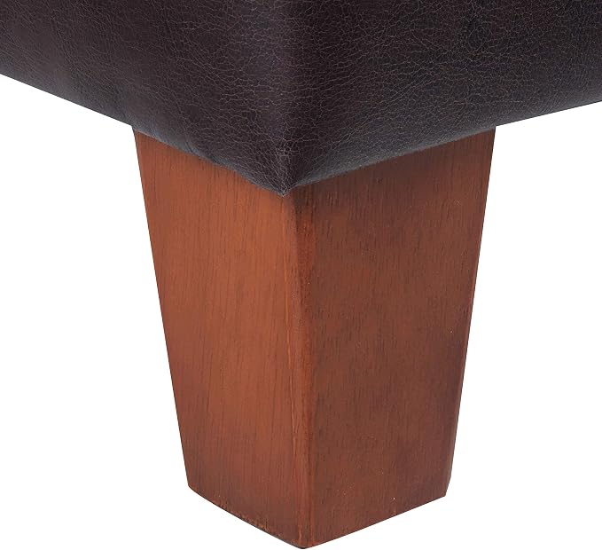 HomePop 28" Faux Leather Square Storage Ottoman - Distressed Brown