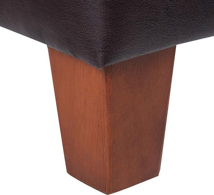 HomePop 28" Faux Leather Square Storage Ottoman - Distressed Brown