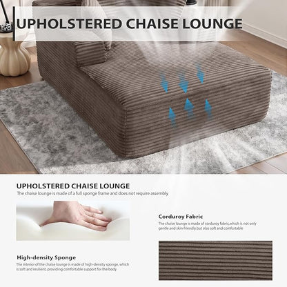 ivoros 50 Inch Chaise Lounge Chair Indoor, Oversized Corduroy Upholstered Boneless Sofa Bed, Deep Seat Sleeper Couch Reading Chairs, Cloud Sofas Couches for Living Room, No Assembly Required (Camel)