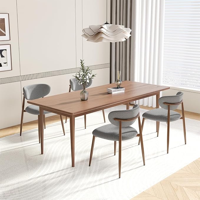 MALOL Dining Chairs Set of 4, Curved Back Kitchen Room Chairs with Metal Legs and Anti Slip Pads, Upholstered Dining Chair for Home and Restaurant, Light Grey