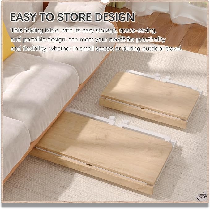 4NM No Tool Assembly 23.6" Small Desk, Folding Portable Desk with Wheels, Adjustable Height Foldable Computer Home Office Desks, Collapsible Study Writing Table for Space Saving Bedroom - Cloud Oak