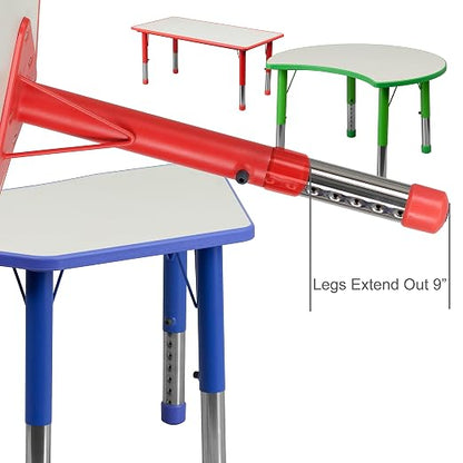 EMMA + OLIVER 21.875x26.625 Green Plastic Height Adjustable Activity Table