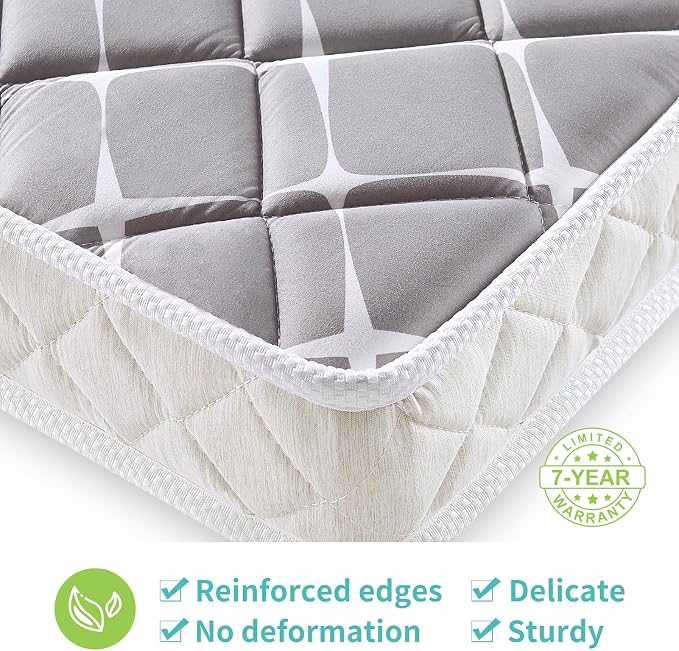 Premium Hypoallergenic Baby Crib Mattress and Toddler Mattress - 52" x 27.6" x 5" - Breathable - Firm Soft - Fits Standard Cribs and Toddler Beds