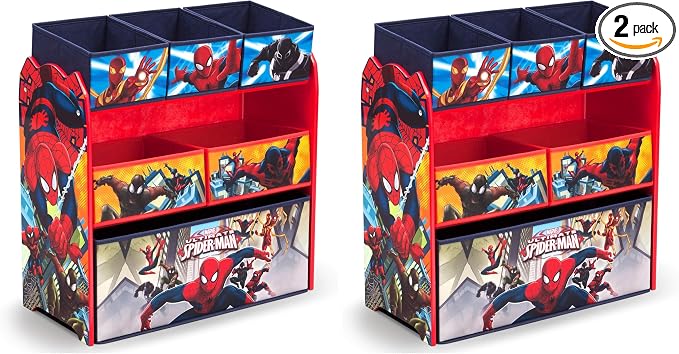 Delta Children Toy Organizer, 6 Bin | Greenguard Gold Certified | Spider-Man | Pack of 2