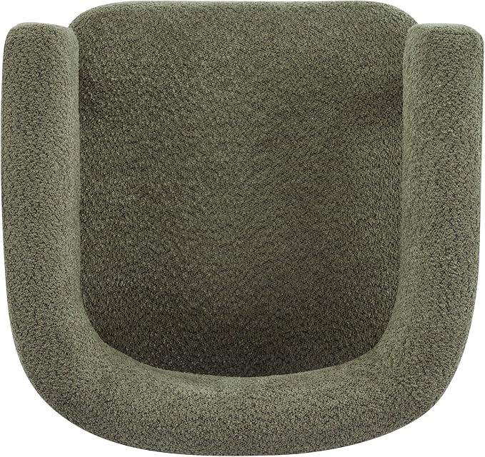 Christopher Knight Home Carly Low Profile Accent Chair, Round Backrest Side Chair, Living Room Armchair with Boucle Fabric Cushion,Comfy Reading Chair for Bedroom,Wooden Single Lounge Sofa,Olive Green