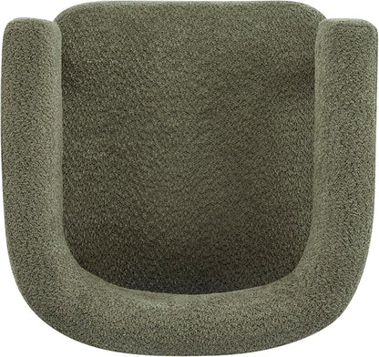 Christopher Knight Home Carly Low Profile Accent Chair, Round Backrest Side Chair, Living Room Armchair with Boucle Fabric Cushion,Comfy Reading Chair for Bedroom,Wooden Single Lounge Sofa,Olive Green
