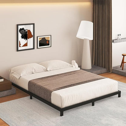 Cieemine 5 Inch Low Bed Frame Full, Heavy Duty Full Size Bed Frame Low Profile, No Box Spring Needed, Easy Assembly, Noise Free, Black