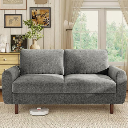 WorthFurni 68" Loveseat Sofa, Comfy Chenille Fabric Couches for Living Room with Spring Cushion and Solid Wood Frame, Modern Deep Seat Couch for Bedroom, Apartment, Office, Easy Assembly, Gray