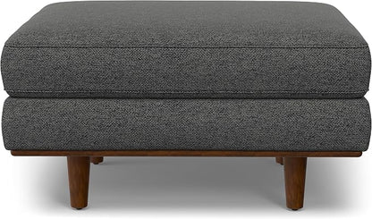 SIMPLIHOME Morrison 33-inch Wide Table Ottoman in Charcoal Grey Woven-Blend Fabric, Multifunctional Footrest, Coffee Table, or Extra Seating for Living Room, Mid-Century Modern Style