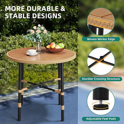 YITAHOME Patio Dining Set with Umbrella Hole for 4, Wicker 5pcs Outdoor Dining Set, Rattan Patio Dining Furniture Sets, Outdoor Table and Chairs Set for Patio Backyard Balcony Garden