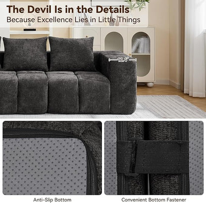 160" Oversized 6 Seater Boneless Couch, Comfy Cloud Modular Sectional Sofa with Deep Seat, Modern Boneless Memory Foam Couches for Living Room, Tufted Sofa, No Assembly Required, Dark Grey