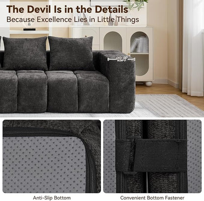 119" Boneless Couch, Oversized Cloud L Shaped Couch, Modular Sectional 4 Seater Sofa with Deep Seat, Modern Sectional Memory Foam Couches for Living Room, Tufted Sofa, No Assembly Required, Dark Grey